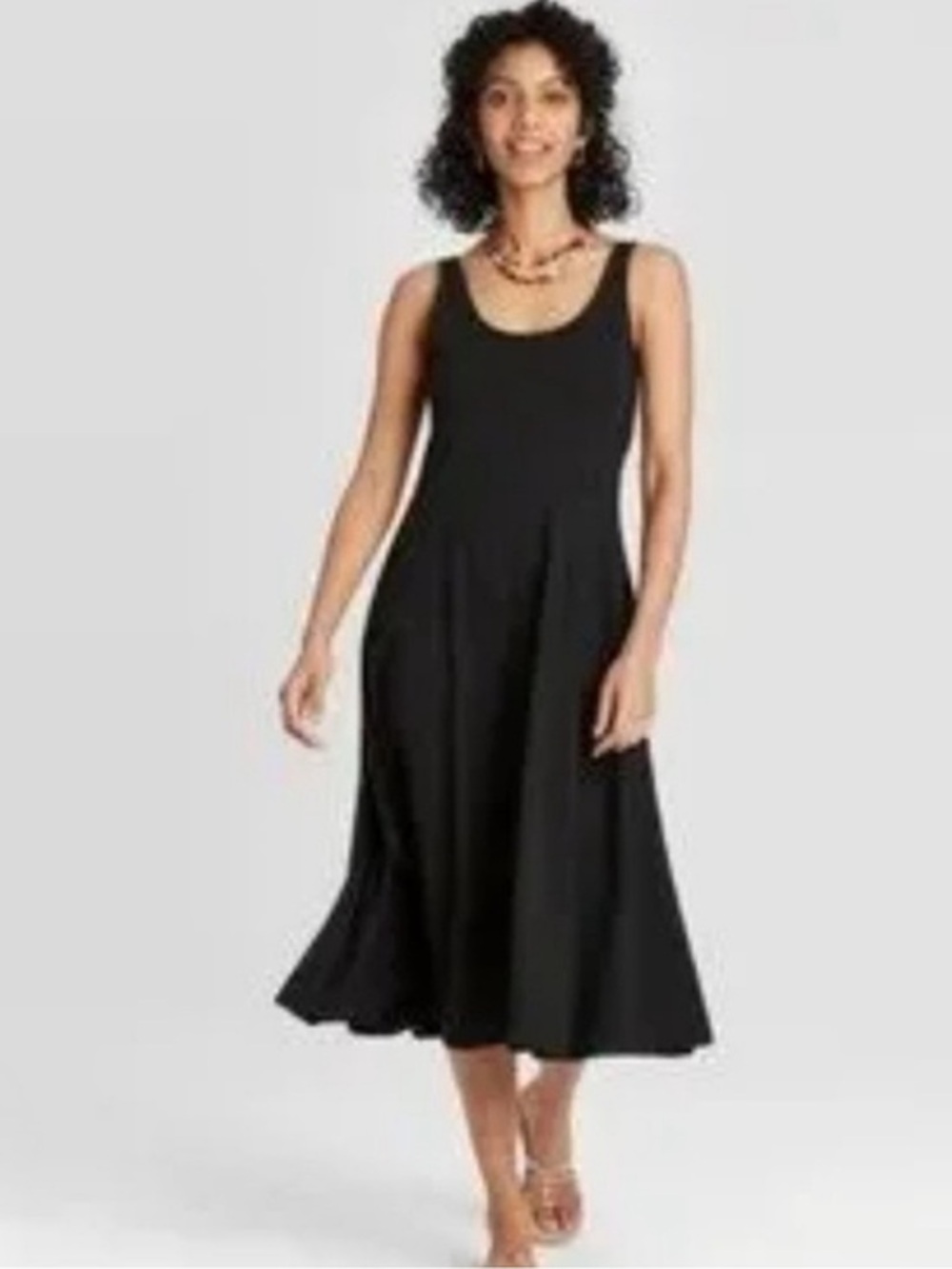 NWT A New Day Black Corset Midi A-Line Dress